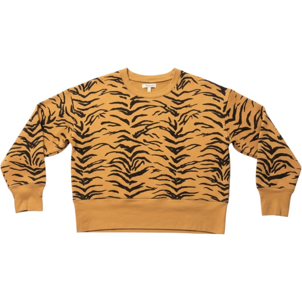 Madewell Tiger Stripe Crewneck Sweatshirt Tan Black Animal Print Size M